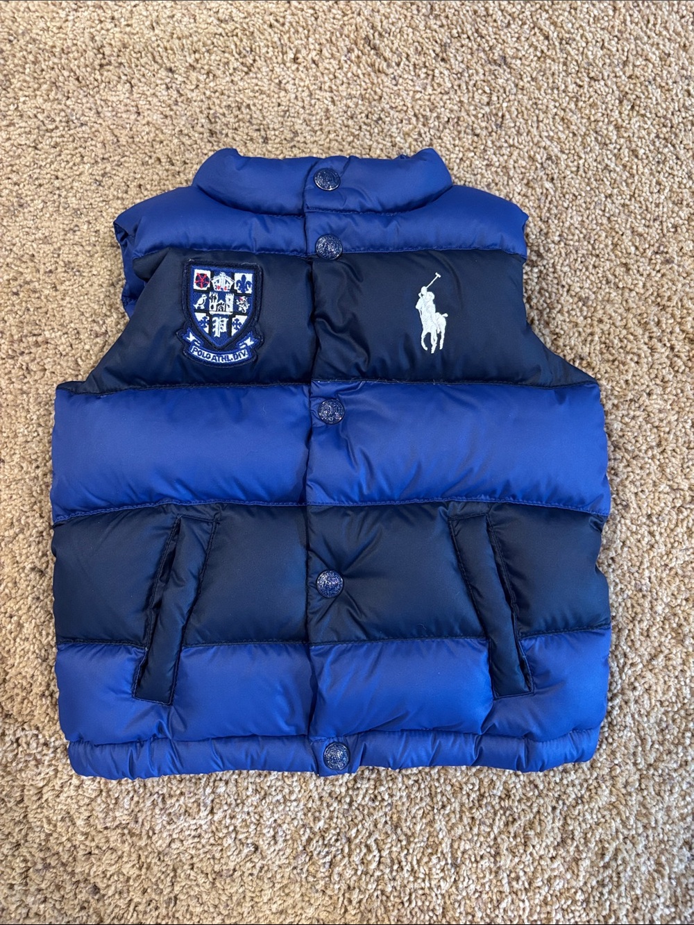 Ralph Lauren Blue & Navy Kids Puffer Vest, size 24 months